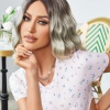 Kahverengi / Beyaz Platin Ombreli Küt Tül Peruk