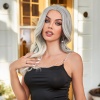 Siyah Beyaz Platin Ombre ve Röfleli Tül Peruk