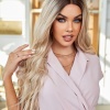 Kumral Ombre/ Balköpüğü Platin Röfleli Orta Boy Tül Peruk