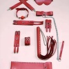 Kırbaç Kelepçe Set, 7li Takım, Ayak - El Kelepçesi, Maske, Ağız Topu - APFT1311