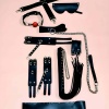 Kırbaç Kelepçe Set, 7li Fantezi Kelepçe Takım, El-Ayak Kelepçesi, Maske, Ağız Topu - APFT1311