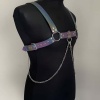 Rainbow Reflektörlü (Karanlıkta Parlayan) Zincir Detaylı Şık Erkek Göğüs Harness, Reflektörlü Clubwear - APFTM109