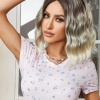 Kahverengi / Beyaz Platin Ombreli Küt Tül Peruk