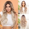 Kumral Beyaz Platin Ombre ve Röfleli Tül Peruk