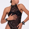 Baskılı Tül Ve Deri Bileklik Şık Babydoll  51190