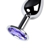 Metal by TOYFA Anal Plug, Metal, gümüş, mor kristalli, 7 cm, Ø 2,8 cm, 50 g