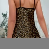 Leopar Desenli Saten Gecelik