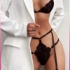 Kırmızı Göğüs Dantelli Seksi Jartiyer Takım
