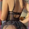 Siyah Göğüs Balenli, Tül Etekli Seksi Jartiyer Takım