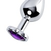 Metal by TOYFA Anal Plug, Metal, gümüş, mor kristalli, 8 cm, Ø 3,4 cm, 85 g