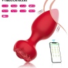 Censan Telefon Kontrollü Full Covered Rubber Rose Anal Plug – Kırmızı