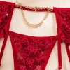 Bordo ,  Gold Zincirli Jartiyer Takımı