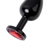 Metal by TOYFA  Anal Plug, Metal, siyah, kırmızı kristalli, 8,2 cm, Ø3,4 cm, 85 g