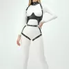 Deri Harness, Göğüs Altı Destekli Harness Takım, Deri Dansçı Kostüm - APFT1402