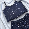 Yıldız Desenli Lacivert Şortlu Pijama Takımı