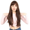 Fiber Sentetik Uzun Düz Kahküllü Peruk - Kahve  Karamel