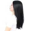 Fiber Sentetik Uzun Düz Peruk - Siyah