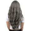 Perçemli Uzun Su Dalgası Fiber Sentetik Peruk- Koyu Gri