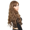 Perçemli Uzun Su Dalgası Fiber Sentetik Peruk - Kumral