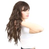 Perçemli Uzun Su Dalgası Fiber Sentetik Peruk- Açık Kahve