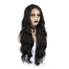 Siyah Uzun Dalgalı  Fiber Sentetik Tül Peruk