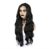 Siyah Uzun Dalgalı  Fiber Sentetik Tül Peruk