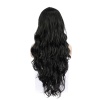 Siyah Uzun Dalgalı  Fiber Sentetik Tül Peruk