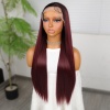 Kızıl Kahve Fiber Sentetik Düz Tül Peruk