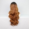 Siyah Karamel Balköpüğü Ombre Fiber Sentetik Geniş Dalgalı Tül Peruk