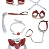 Censan 7 Parça Fetiş Esaret Seti Kırmızı Beyaz Kedi Maskeli