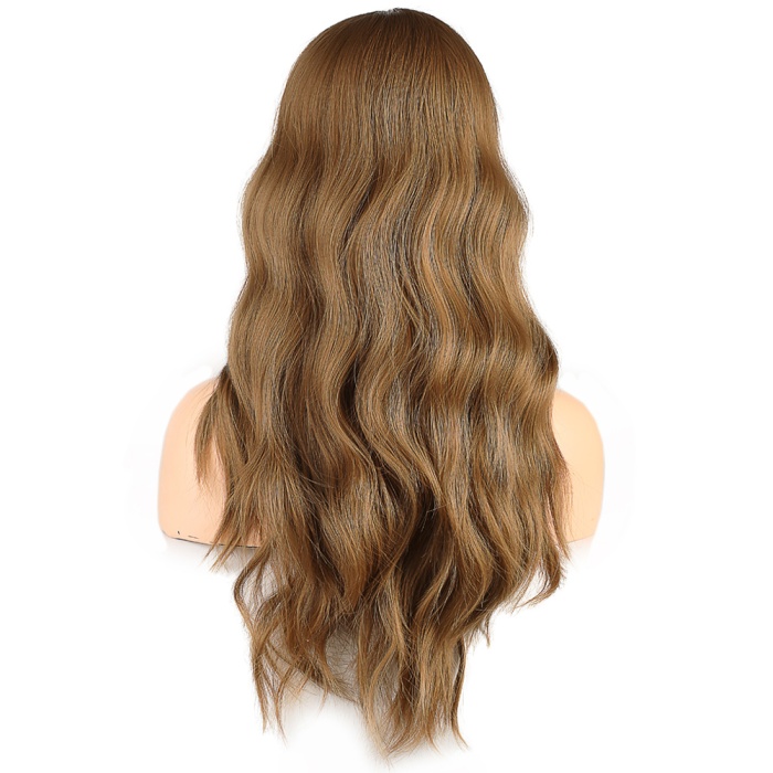 Dalgalı Perçemli Fiber Sentetik Orta Boy Peruk - Bebek Kumralı