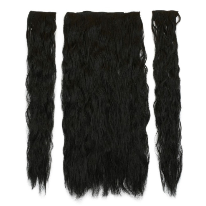 Kahkülsüz Düz Kısa Fiber Sentetik Peruk - Siyah / Gri Ombreli