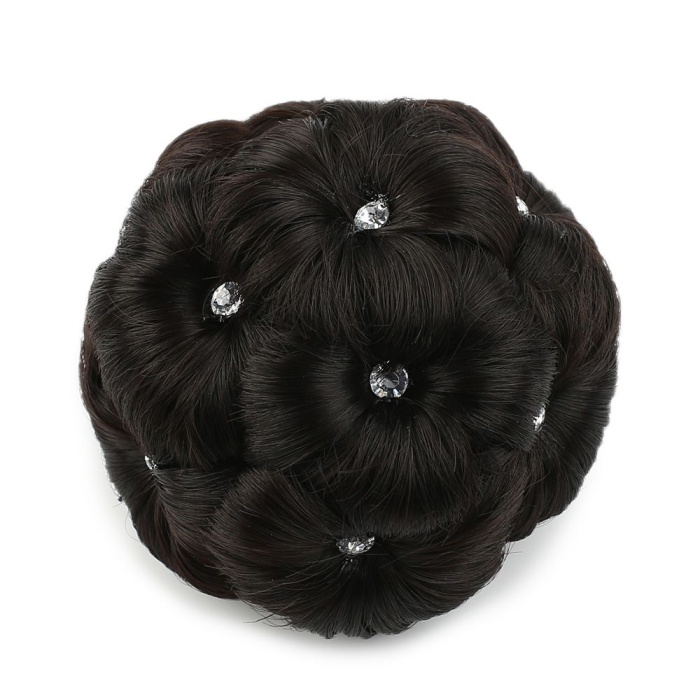 Fiber Sentetik Kabarık Dalgalı Yarım Ay + 2 Yan Çıt Çıt - Kahverengi