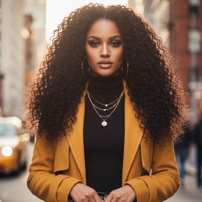 Gerçek Front Lace Tül Peruk - Derin Dalgalı - Doğal 65-70cm