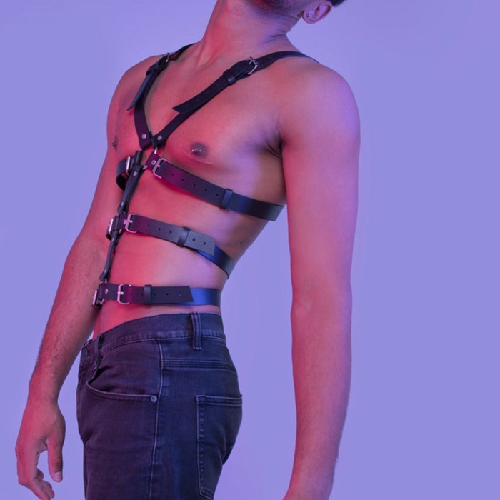 Özel Tasarım Deri Erkek Fantazi Harness 1163