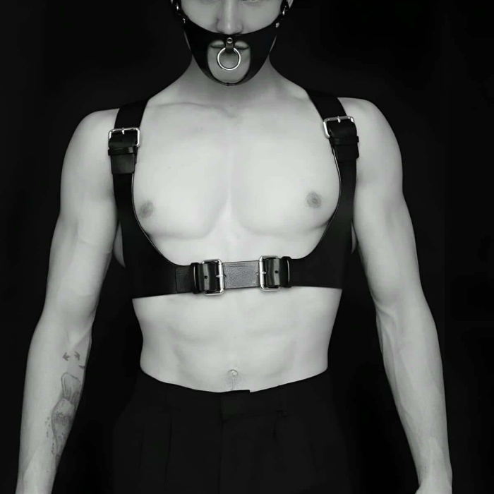 Seksi Deri Göğüs Ve Maske Harness - APFTM112