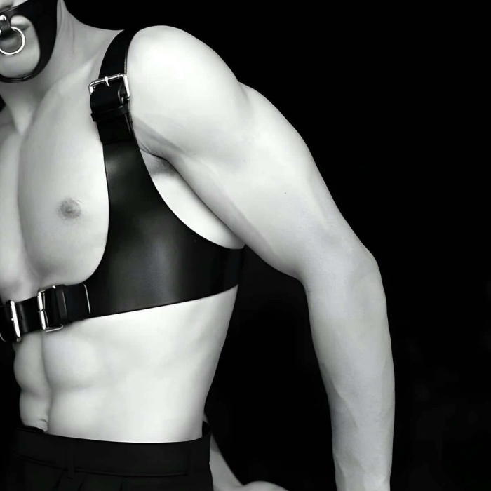 Seksi Deri Göğüs Ve Maske Harness - APFTM112