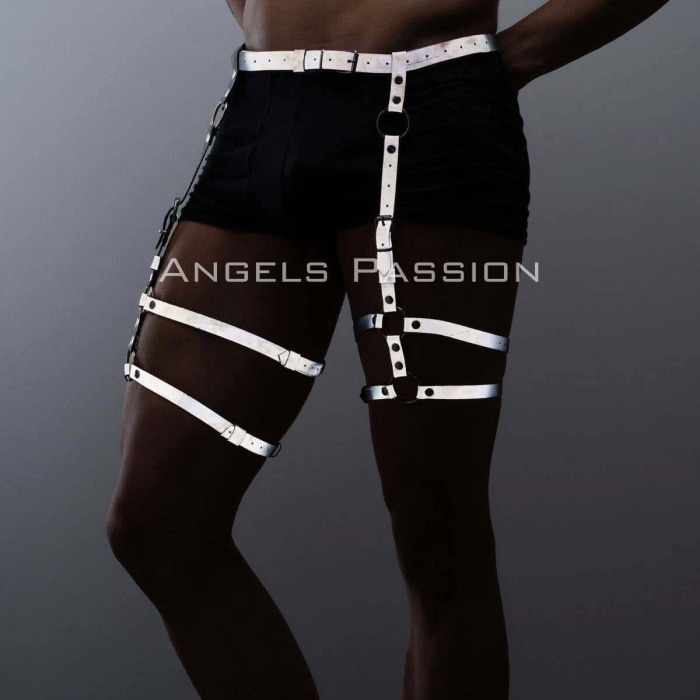 Reflektörlü (Karanlıkta Parlayan) Erkek Jartiyer, Erkek Bacak Harness, Reflektörlü Pantolon Aksesuar - APFTM165