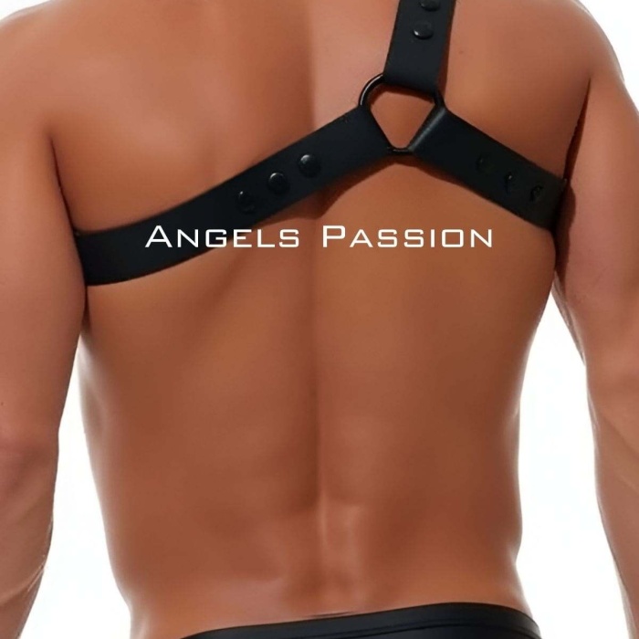 Yuvarlak Delik Detaylı Şık Erkek Omuz Harness, Deri Omuz Harness - APFTM218
