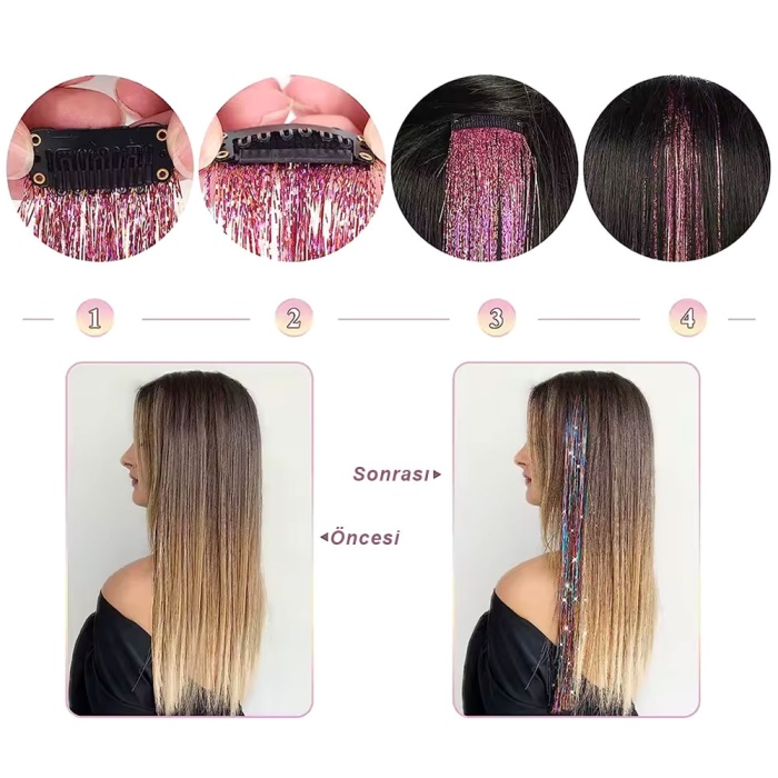 Klipsli Hair Tinsel Saç Simi - HTK04