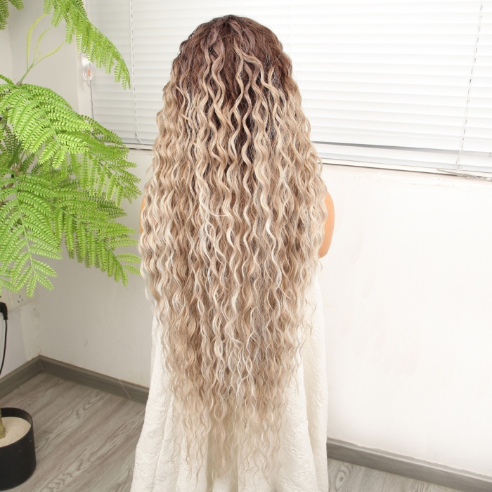 Kumral Beyaz Platin Ombre ve Röfleli Fiber Sentetik Tül Peruk