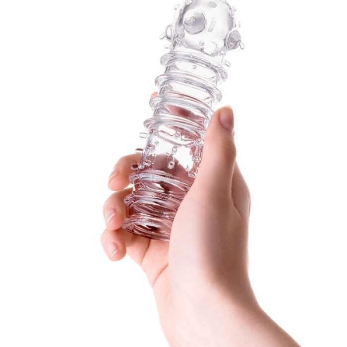 Tırtıklı Noktalı Şeffaf 15.3cm Penis Kılıfı