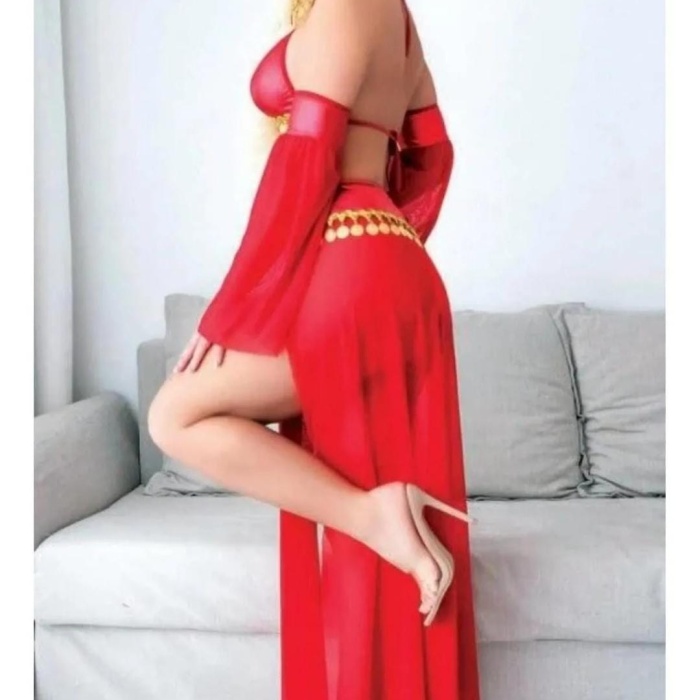 Kırmızı Peçeli Dansöz Kıyefeti