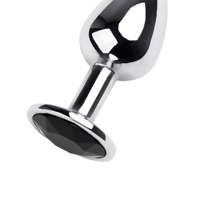 Metal by TOYFA Anal Plug, Metal, gümüş, siyah kristalli, 7 cm, Ø 2,8 cm, 50 g