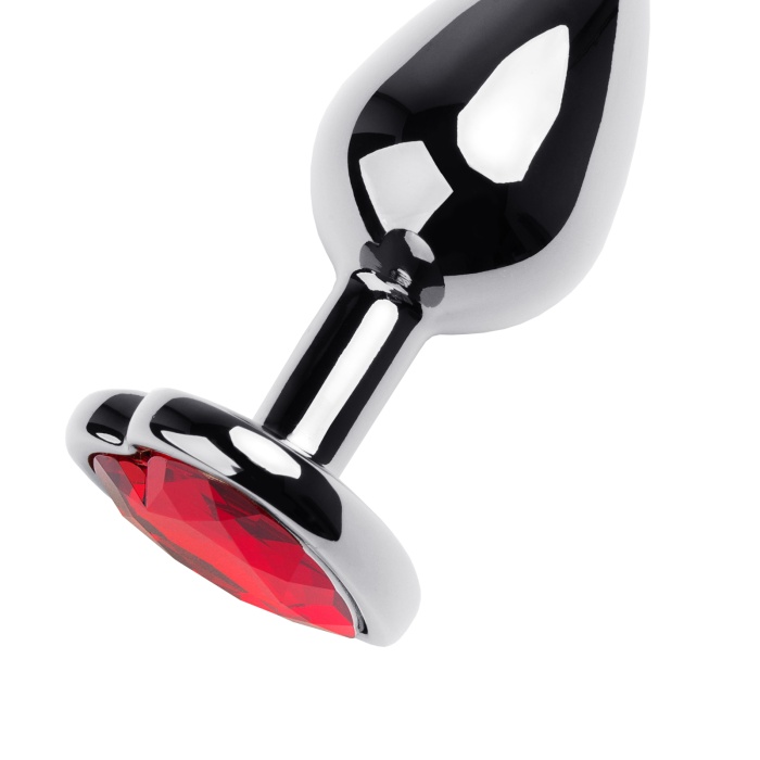Metal by TOYFA  Anal Plug, Metal, gümüş, kırmızı kristalli, 7 cm, Ø 2,7 cm, 50 g