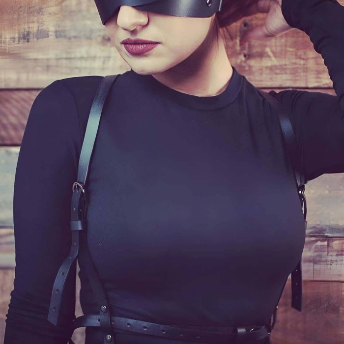 Göz Maskeli Seksi Deri Harness - APFT471