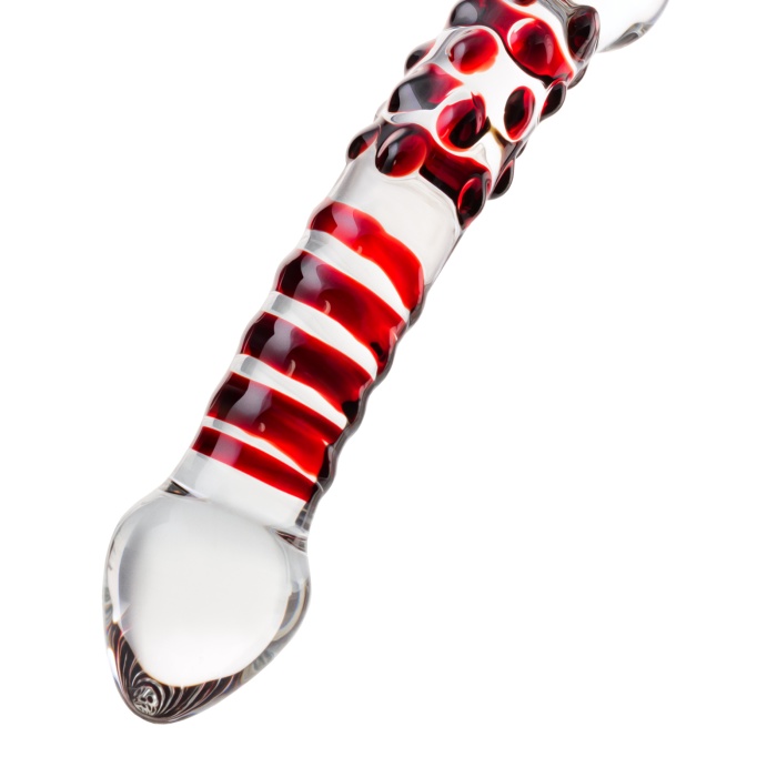Sexus Glass Çift Taraflı Cam Dildo , Şeffaf, 21 cm