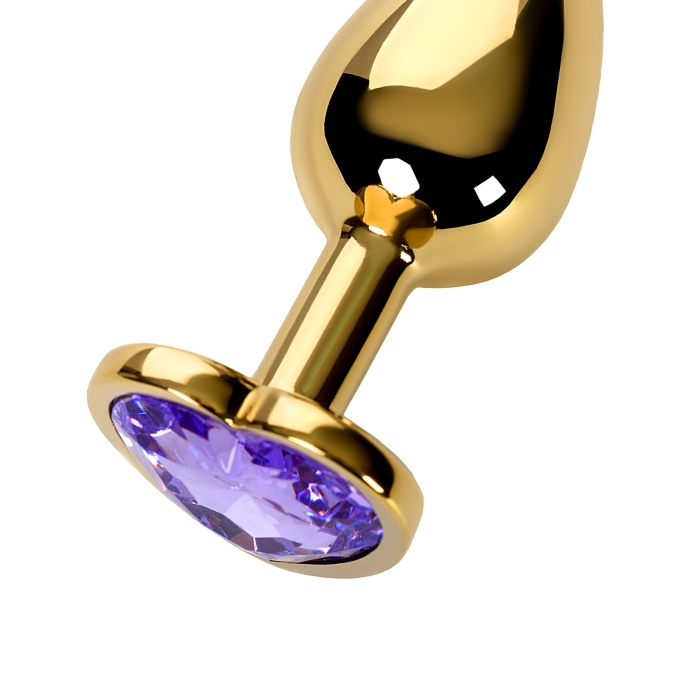 Metal by TOYFA Anal Plug, Metal, altın, mor kristalli, 7 cm, Ø 2,7 cm, 50 g