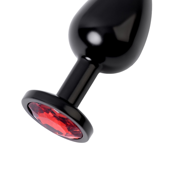 Metal by TOYFA  Anal Plug, Metal, siyah, kırmızı kristalli, 8,2 cm, Ø3,4 cm, 85 g