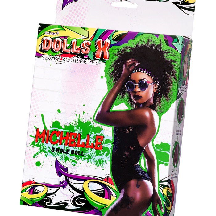 Dolls-X by TOYFA Michelle şişme bebek, siyah kadın, üç delikli, 160 cm